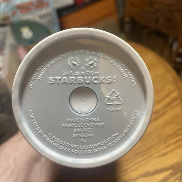 Starbucks 2021 Holiday Silver Dark Green White Wave Cold Beverage Cup 24 oz - Picture 4 of 5